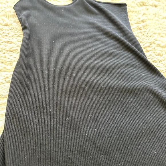 Princess Polly Double One Shoulder Black Ribbed Bodycon Midi Dress Women's Sz 4 - Picture 2 of 8